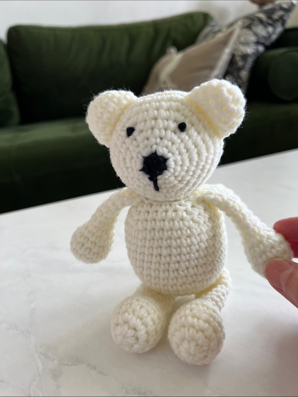 Handmade Artic White Polar Bear Amigurumi Crochet Doll Teddy Bear Plush Toy